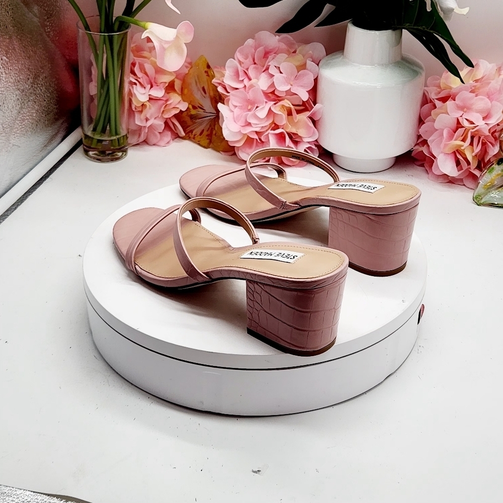 Steve Madden Issy Block Heel Slide Sandal Pink Sz 9.5M - Picture 5 of 16
